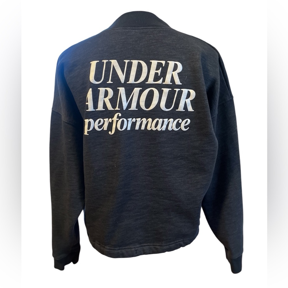 Under Armour Fleece Mock Neck Crew with embroidered  wrist logo and drawstring